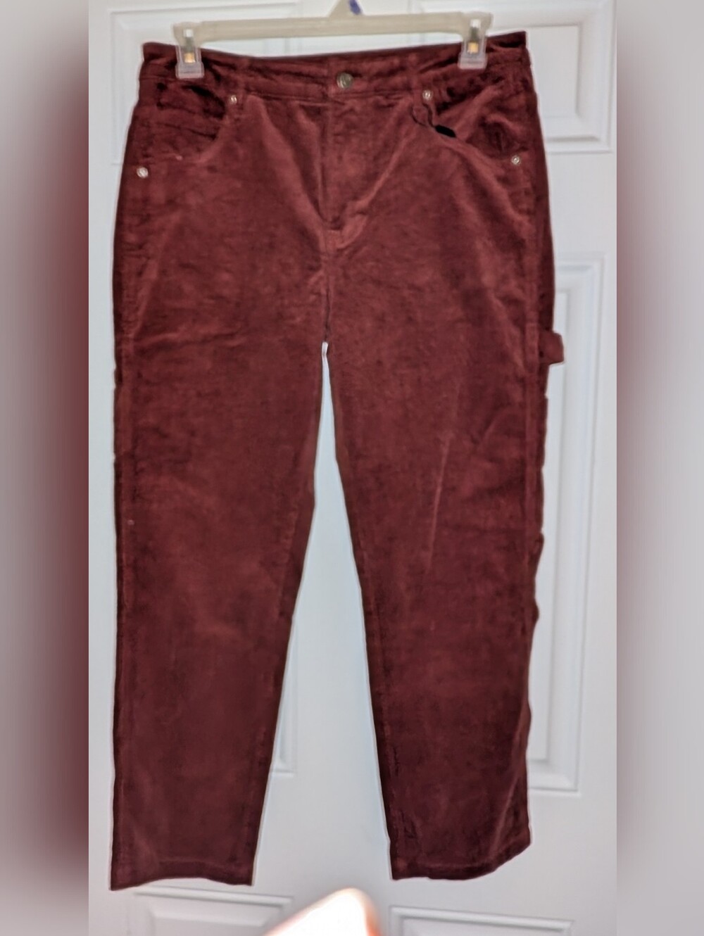 Vigoss Frankie Straight Cordoroy Pants Size 32 Burgundy NWT